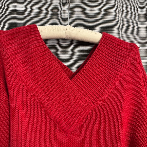 Stefano World Wide Cotton/Ramie Blend Red Cross Neck Sweater Size Large - Picture 3 of 8